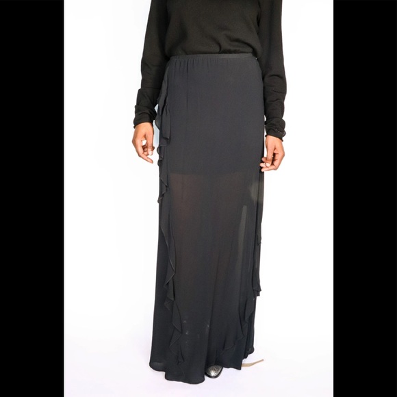 REFORMATION  BLACK Della  Maxi Skirt ( stretch waist ) - Picture 2 of 12